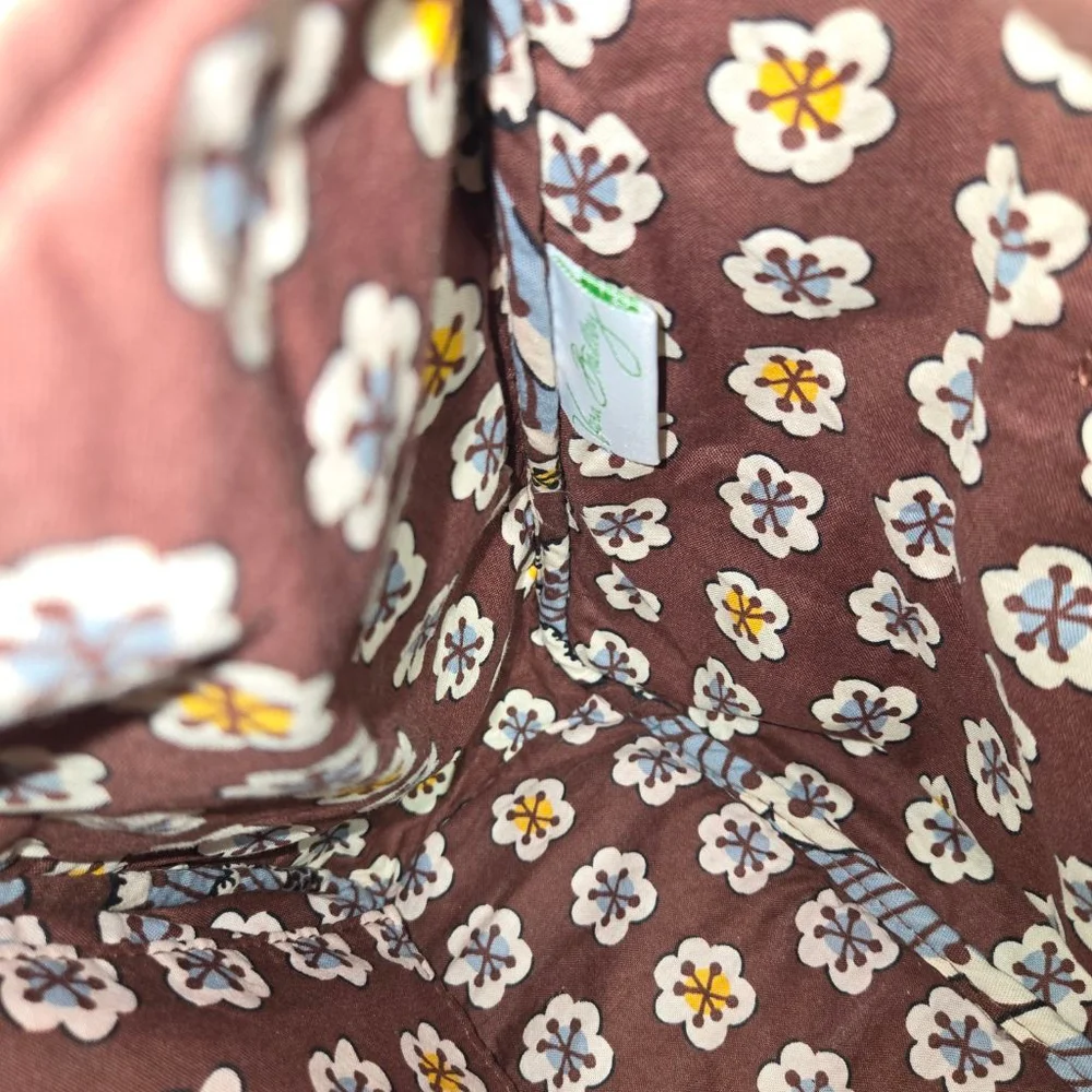 Women's Vera Bradley Slate Blooms Brown Blue Floral Quilted Hobo Bag
